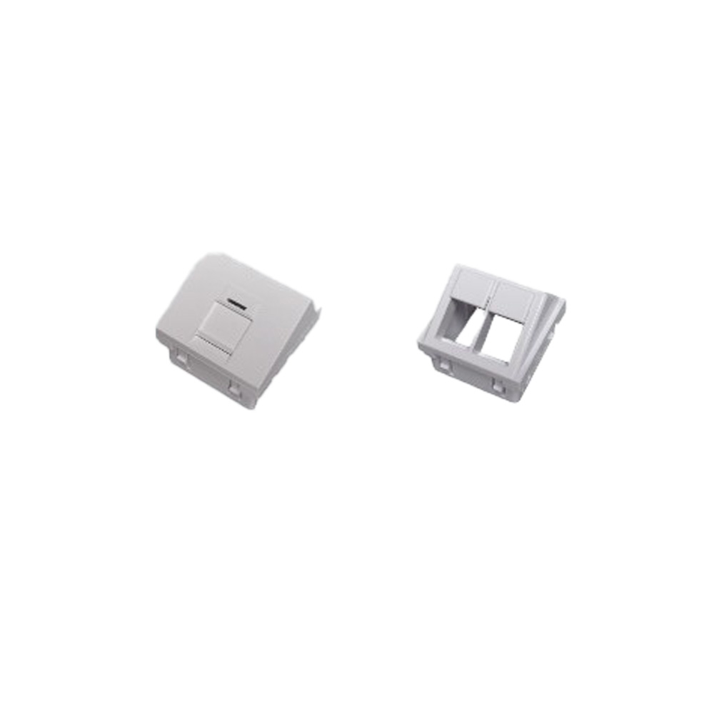 Plastron 45x45mm- simple - 60°  RAL 9010 keystone RJ45  - - prix à l'unité