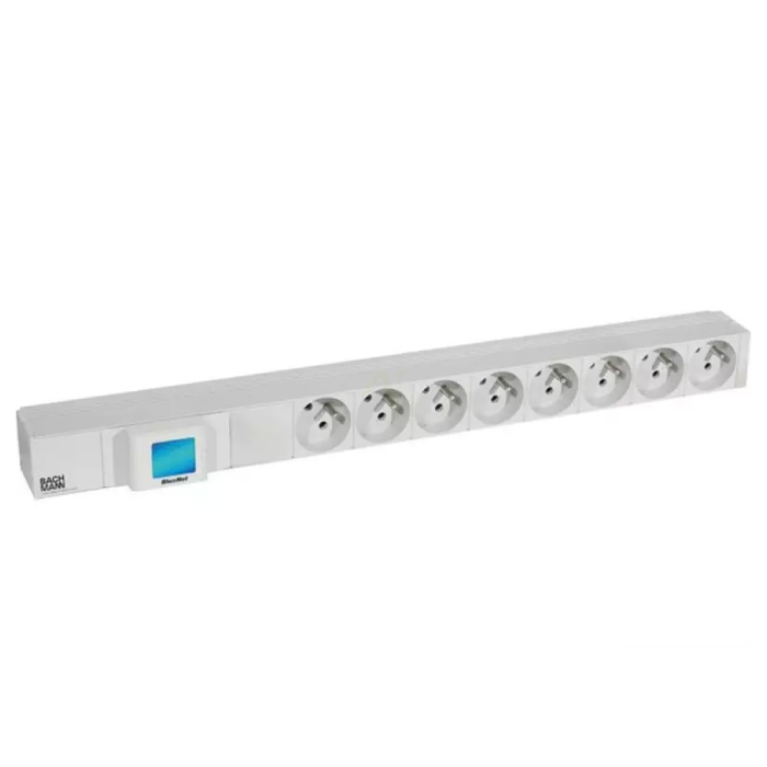 PDU ALU 19’’ 1U 230V 3,6kW BN0500 8 socles UTE 2P+T16A/ Afficheurs des mesures électriques Câble 2m 3G1.5mm² HO5VV-F