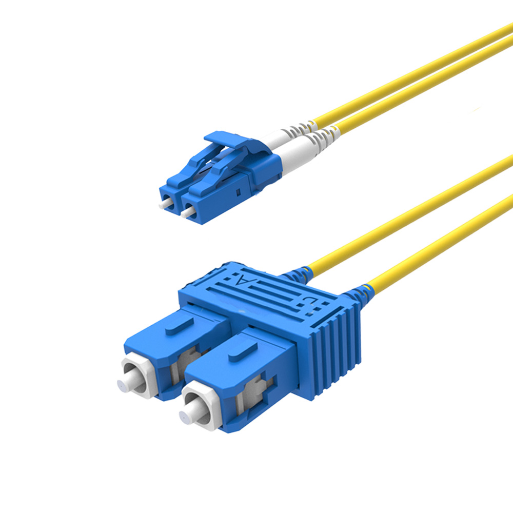 Cordon LSZH duplex SCUPC LC/UPC (2mm) - G657A1 Yellow - Semi Tight Buffer short  boot Grade B - L=20m