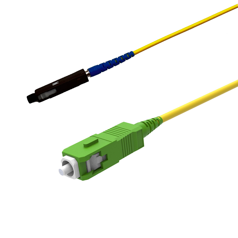 Cordon jaune LSZH 2mm G652.D - Grade B - Short boot - simplex MU/UPC - SC/APC 8° - L=5M