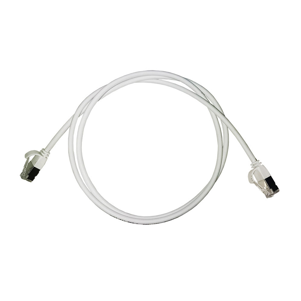 Ultima_Cordon de brassage fin Cat6A S/FTP LSZH embout moulé 30AWG Blanc (L) 1Mtr (Dia)4.5mm