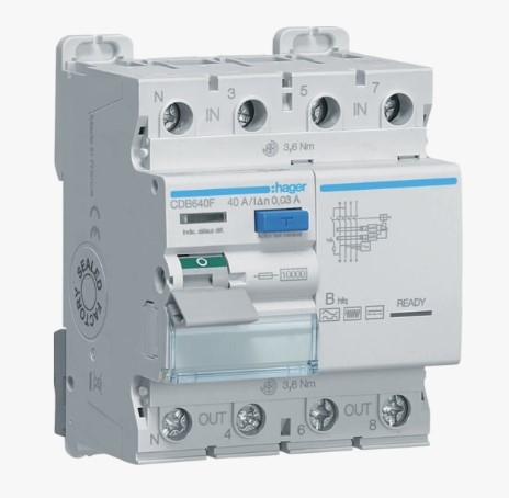 Interrupteur différentiel 3P+N 40A 30mA type B hfq CDB640F