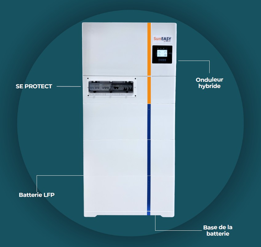 MADE - Système SUNEASY : 1 onduleur 6kVA Mono + 3 batteries 5,12kWh + 1BMS
