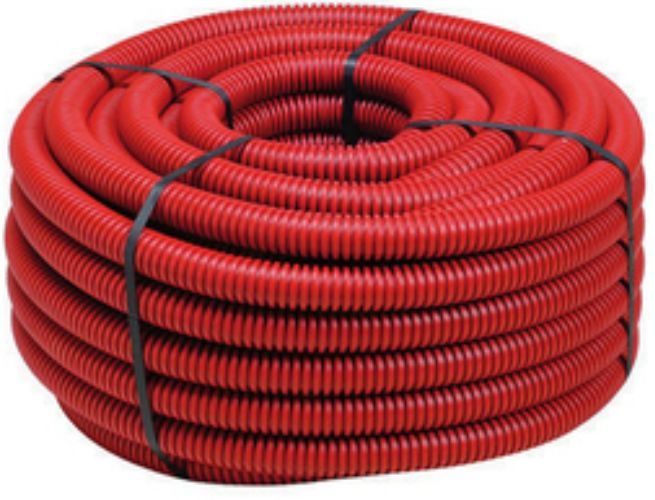 Gaine non fendue rouge en PVC armé pour fibre optique ø40 - (Rouleau 30m)