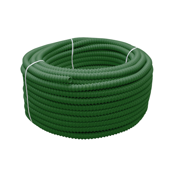Gaine fendue verte en PVC armé pour fibre optique ø 20- (rouleau 30m)