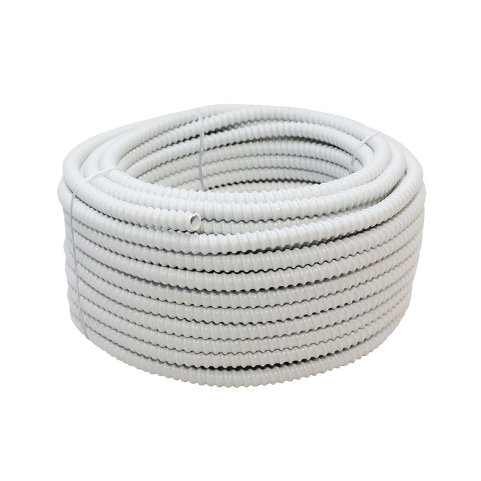 Gaine fendue blanc en PVC armé pour fibre optique ø25 -(Rouleau 30m)