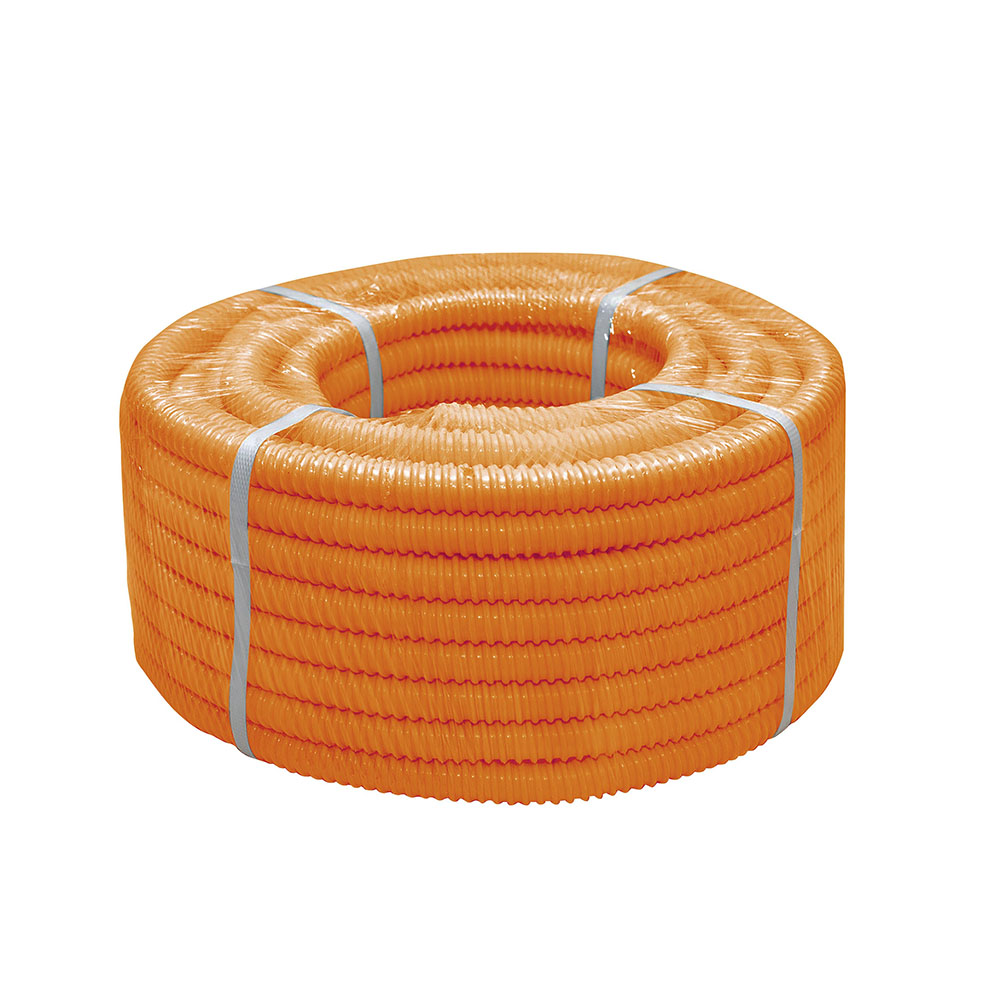 Gaine fendue orange en PVC armé pour fibre optique ø20 - (Rouleau 30m)