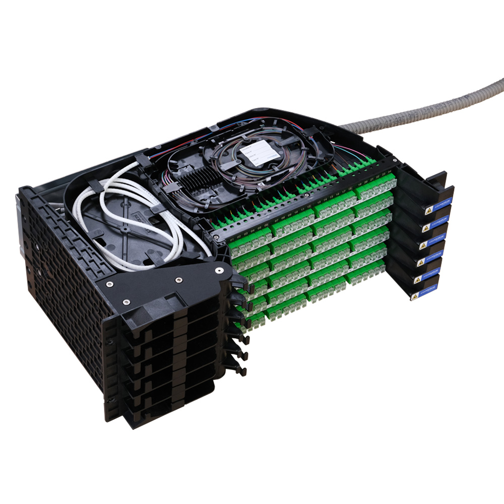 Tiroir iTERA-144-PRECONNECTORISE -150M, charnière gauche 4U, 144 SCAPC A2, 150m câble - 1022311914417