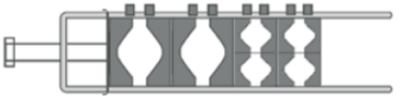 Fixation Clamp sur plat et rond 3-12 mm - Hybride pour 2 câbles Ø8-14mm et 2 câbles Ø5-6mm