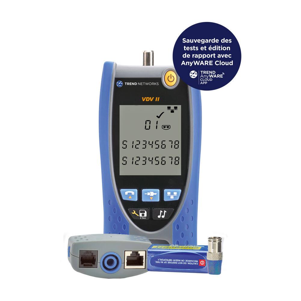 VDV II PRO bluetooth : Testeur de continuité RJ45/RJ12/Coax F avec une terminaison + AnyWARE Cloud 