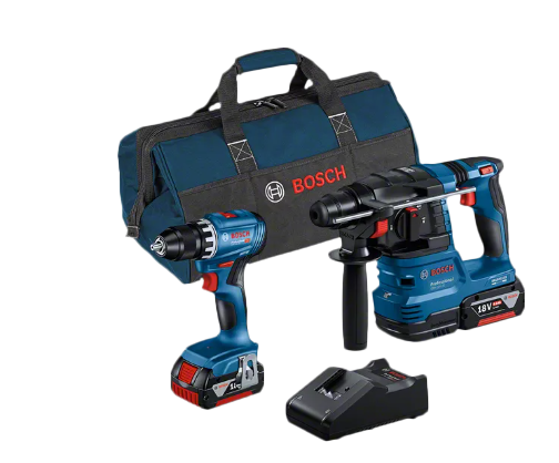 Combo-kit 2 outils 18V: GSR 18V-45 + GBH 18V-22 (2x4.0Ah; GAL 18V-40; sac de transport)