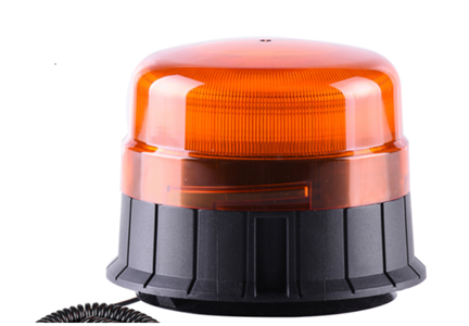 Gyrophare Led magnétique + cordon spiralé et prise allume cigare, Dim Ø142x103 mm, Vitesse maxi 80km/h