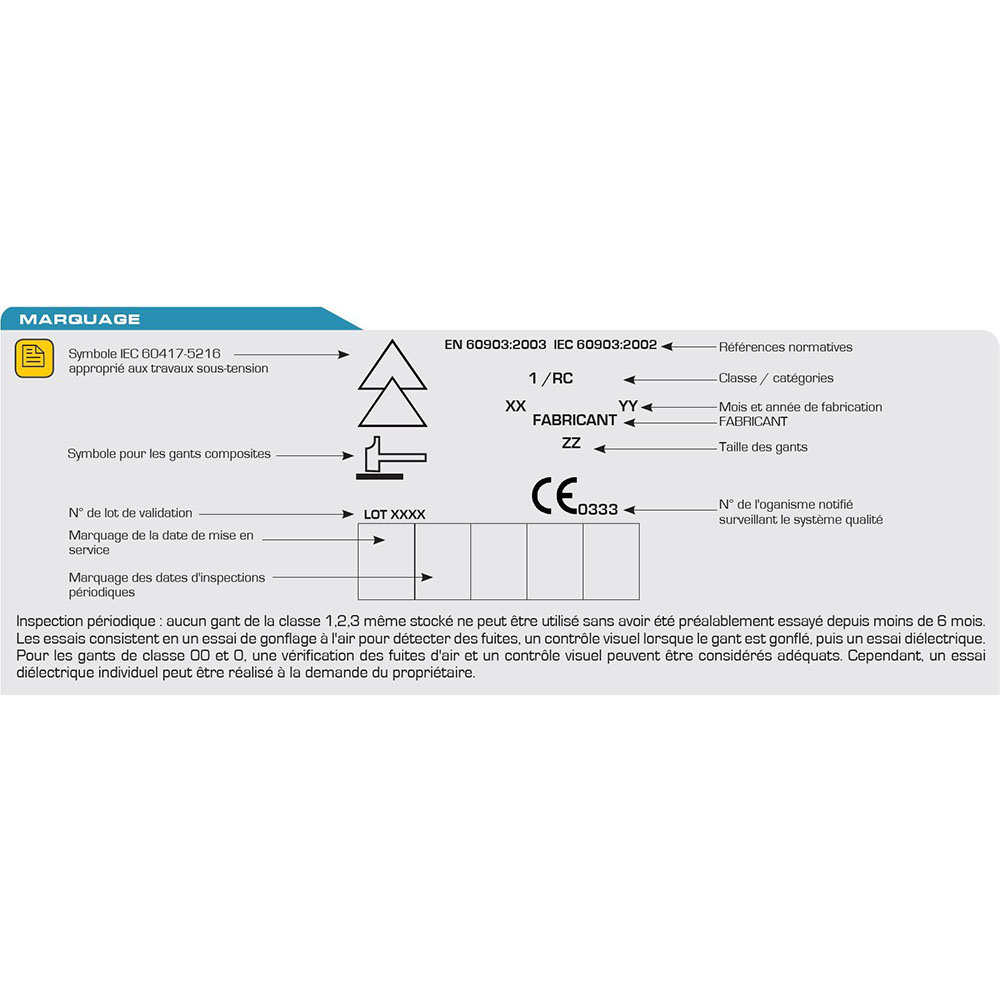 Gants électriciens Classe 00 - Tension utilisation 500V -Taille 9